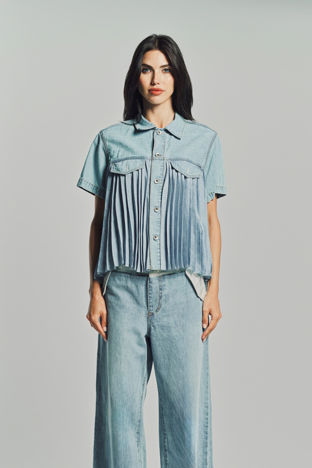 sacai Cotton Denim Shirt 半袖 新品未使用 Size 1 SACAI | DENIM SHIRT