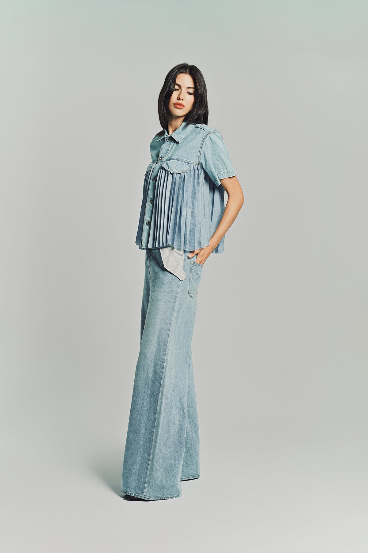 SACAI | DOUBLE-FACED SILK COTTON PANTS