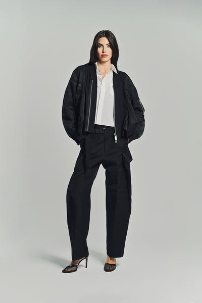 SACAI | NYLON TWILL X KNIT CARDIGAN
