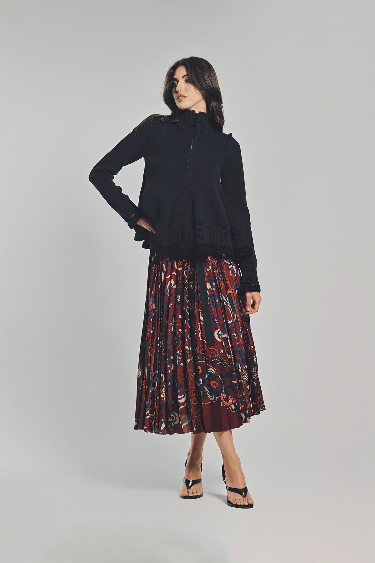 sacai サカイ 20AW Wool Knit Blouson Sacai Wool Knit Blouson Jacket in Black | Santa Fe Dry Goods