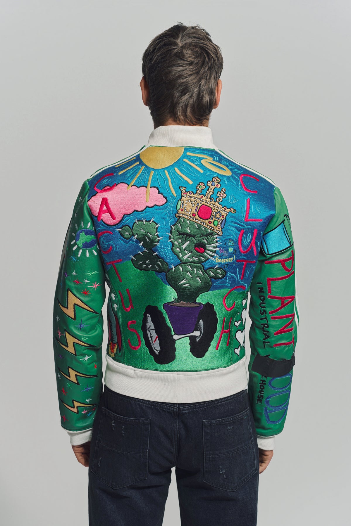 CACTUS PLANT FLEA MARKET x Y-3 | 2006 EMBROIDERED LEATHER JACKET
