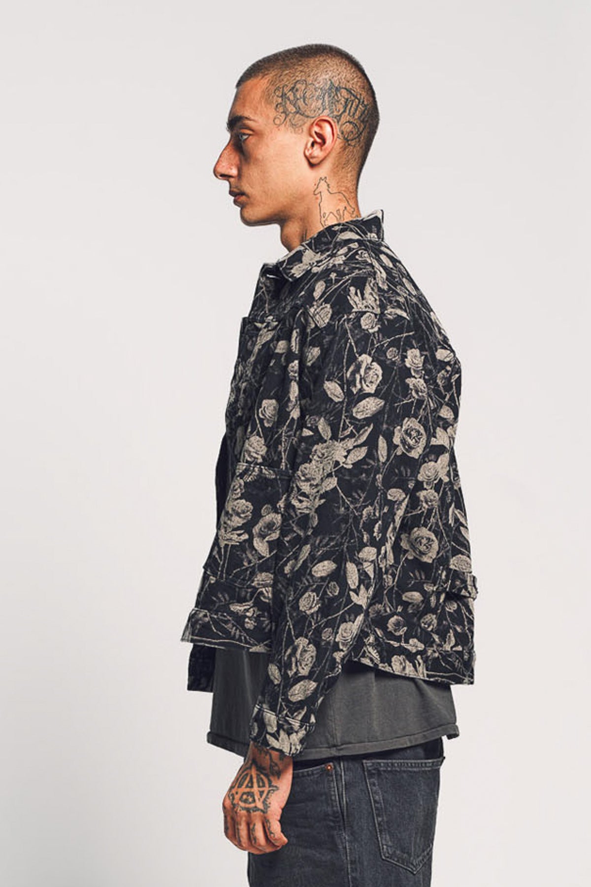ジャケット・アウター Needles MW. Jean Jacket-13oz Denim/Rose NEEDLES | ROSE PRINT DENIM JACKET