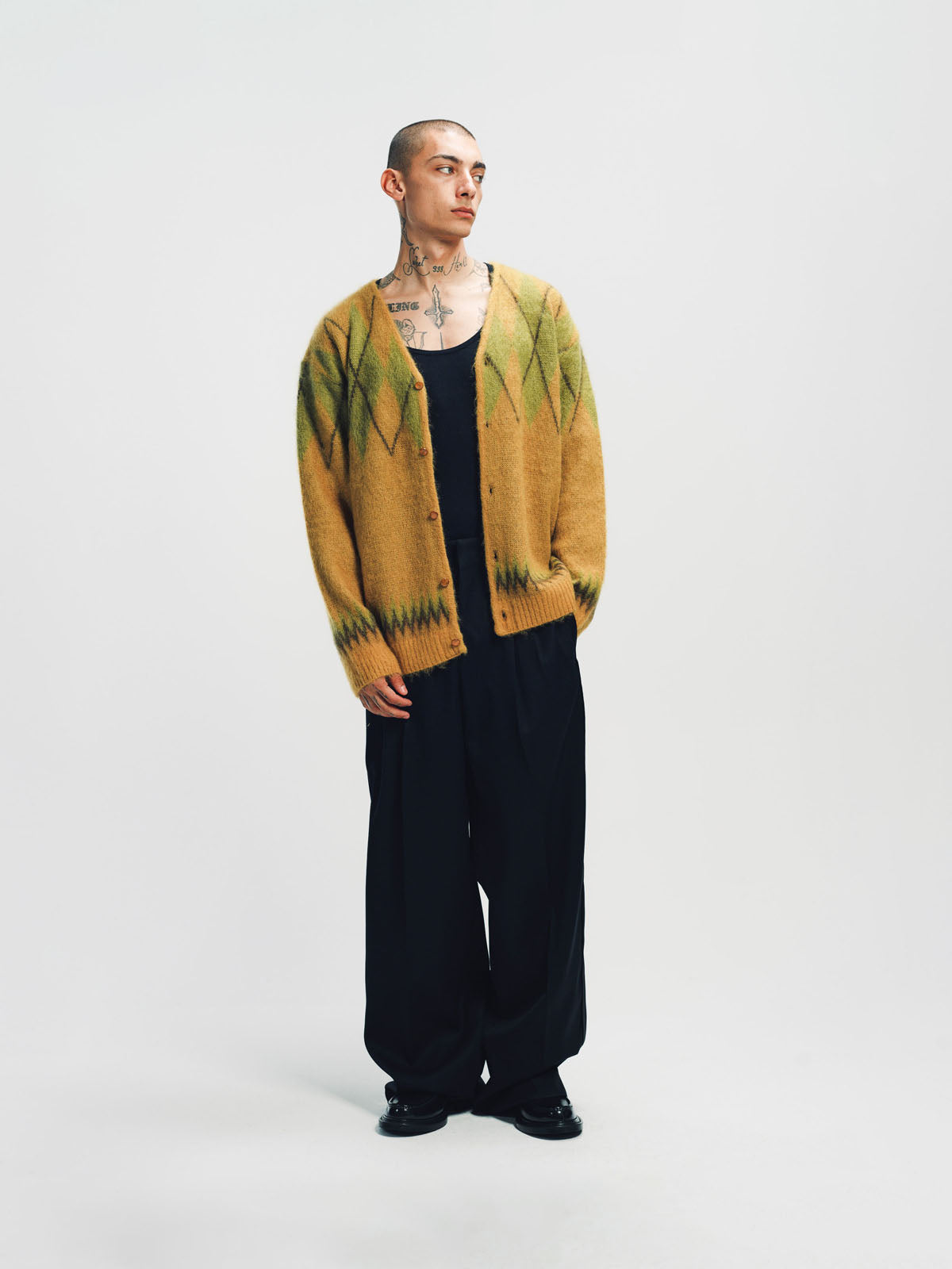 NEEDLES | ARGYLE MOHAIR CARDIGAN