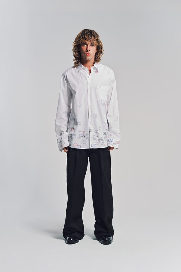 VETEMENTS | PASSPORT STAMPS LONG SLEEVE SHIRT