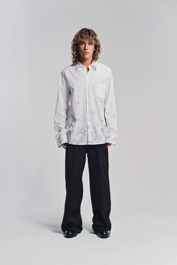 VETEMENTS | PASSPORT STAMPS LONG SLEEVE SHIRT