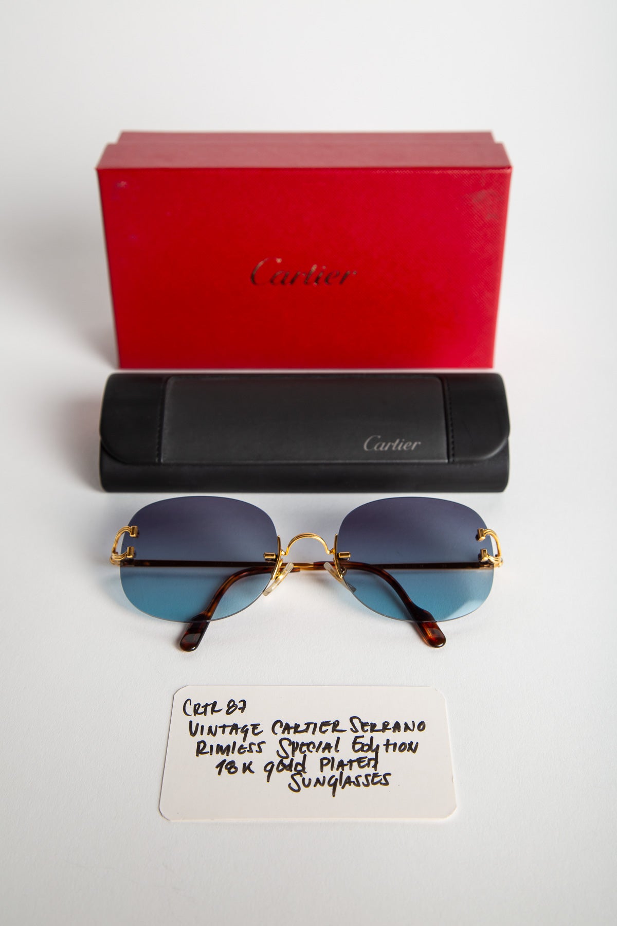 CARTIER YELLOW GOLD SERRANO RIMLESS SUNGLASSES