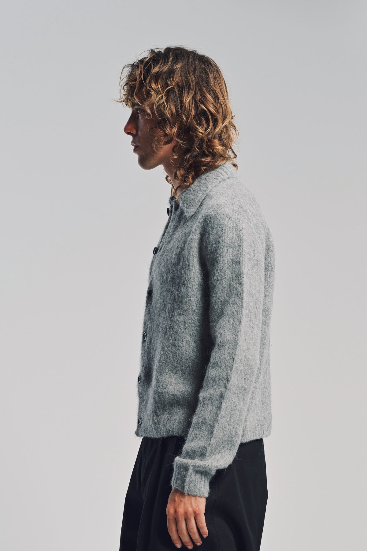 DRIES VAN NOTEN グレー カーディガン DRIES VAN NOTEN | COLLARED CARDIGAN