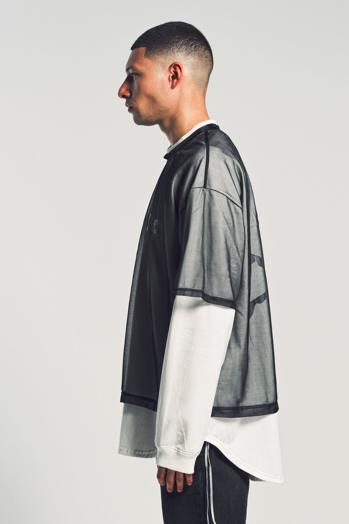 masapokisetuフィールド LAST1】MATSUFUJI Stripe Jacquard Stand Collar J