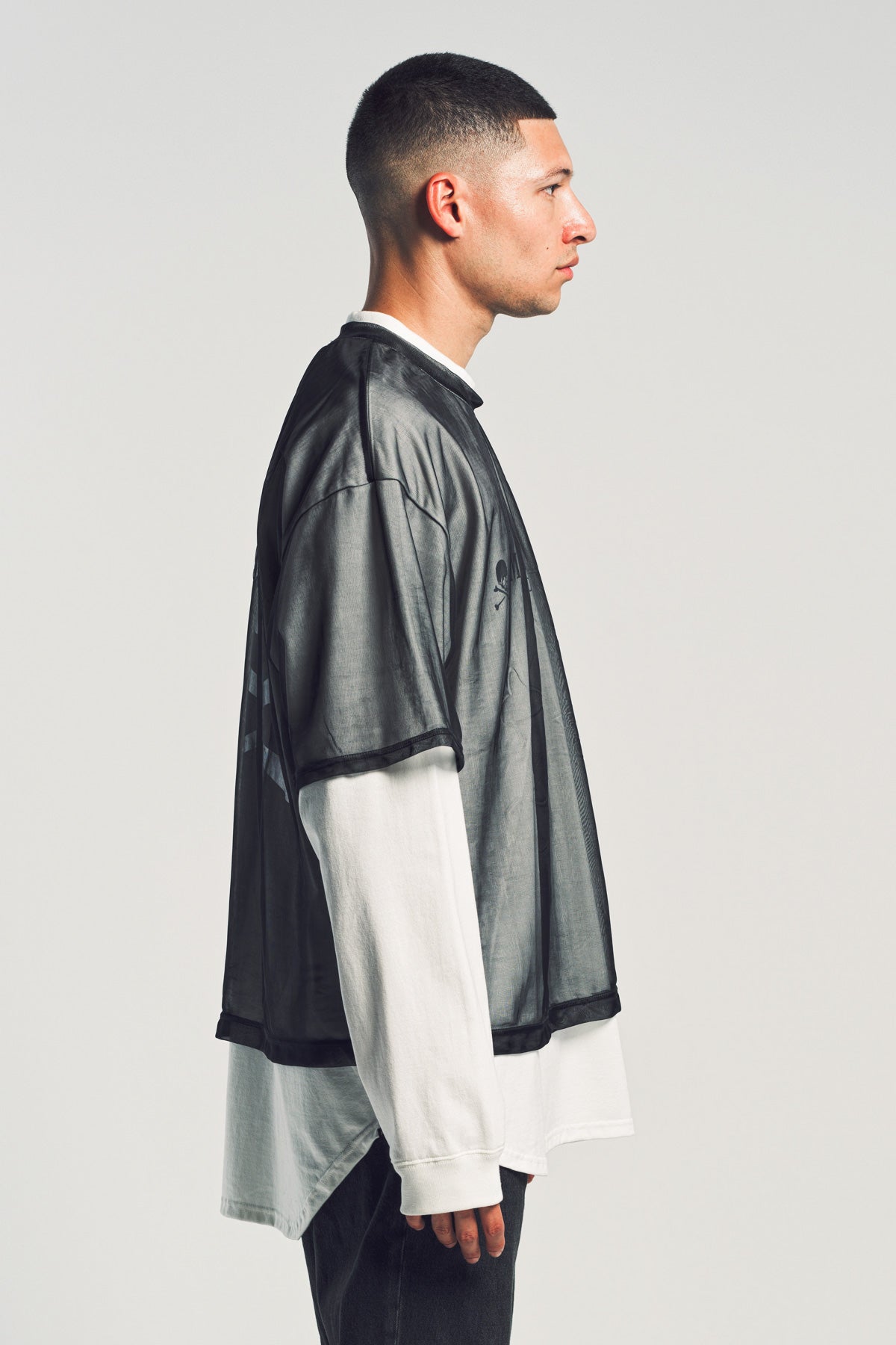 MASTERMIND | SHEER LAYERED LONG SLEEVE TEE