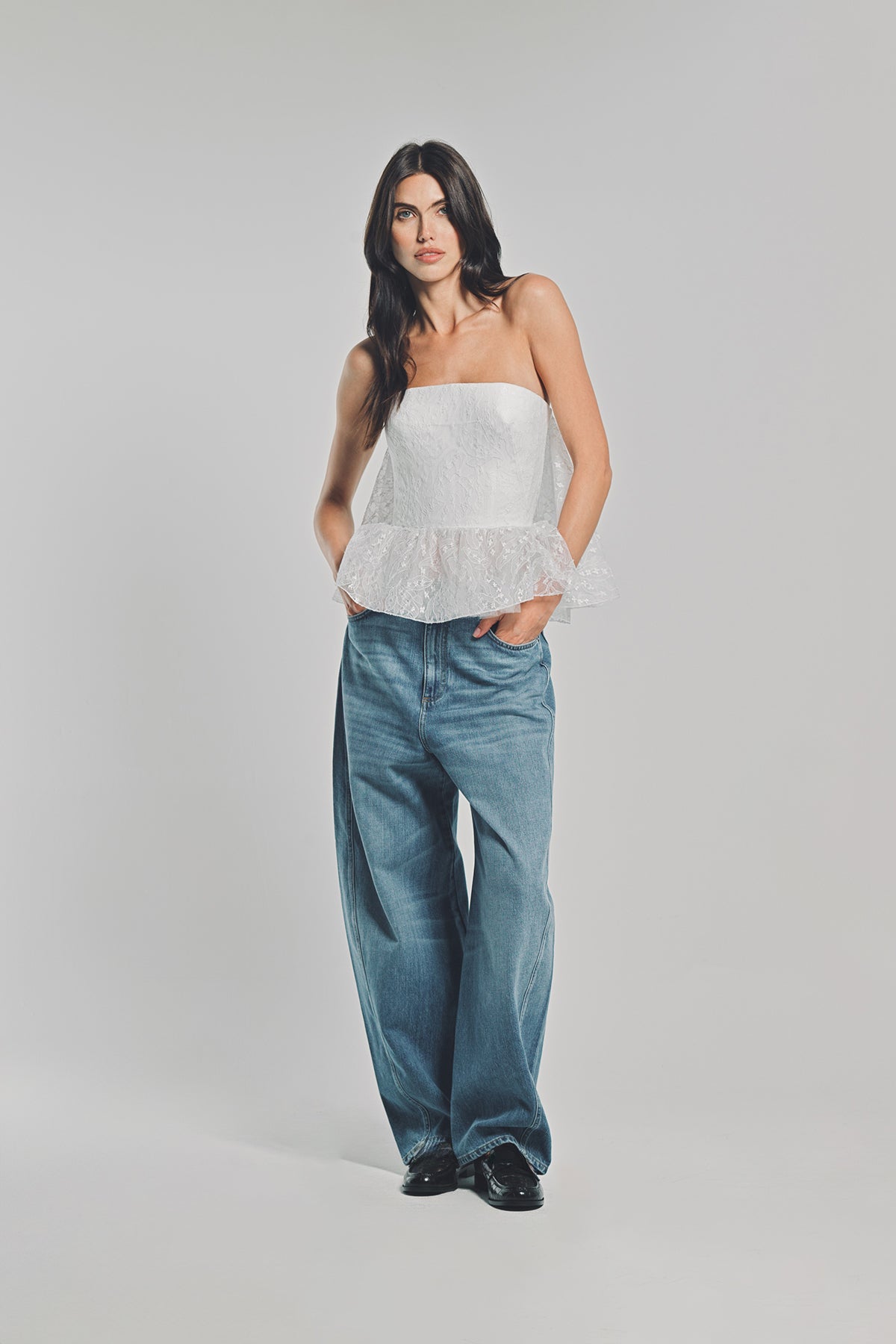 GIVENCHY | LOOSE FIT JEANS IN MONOGRAM 72 DENIM WITH SEQUINS