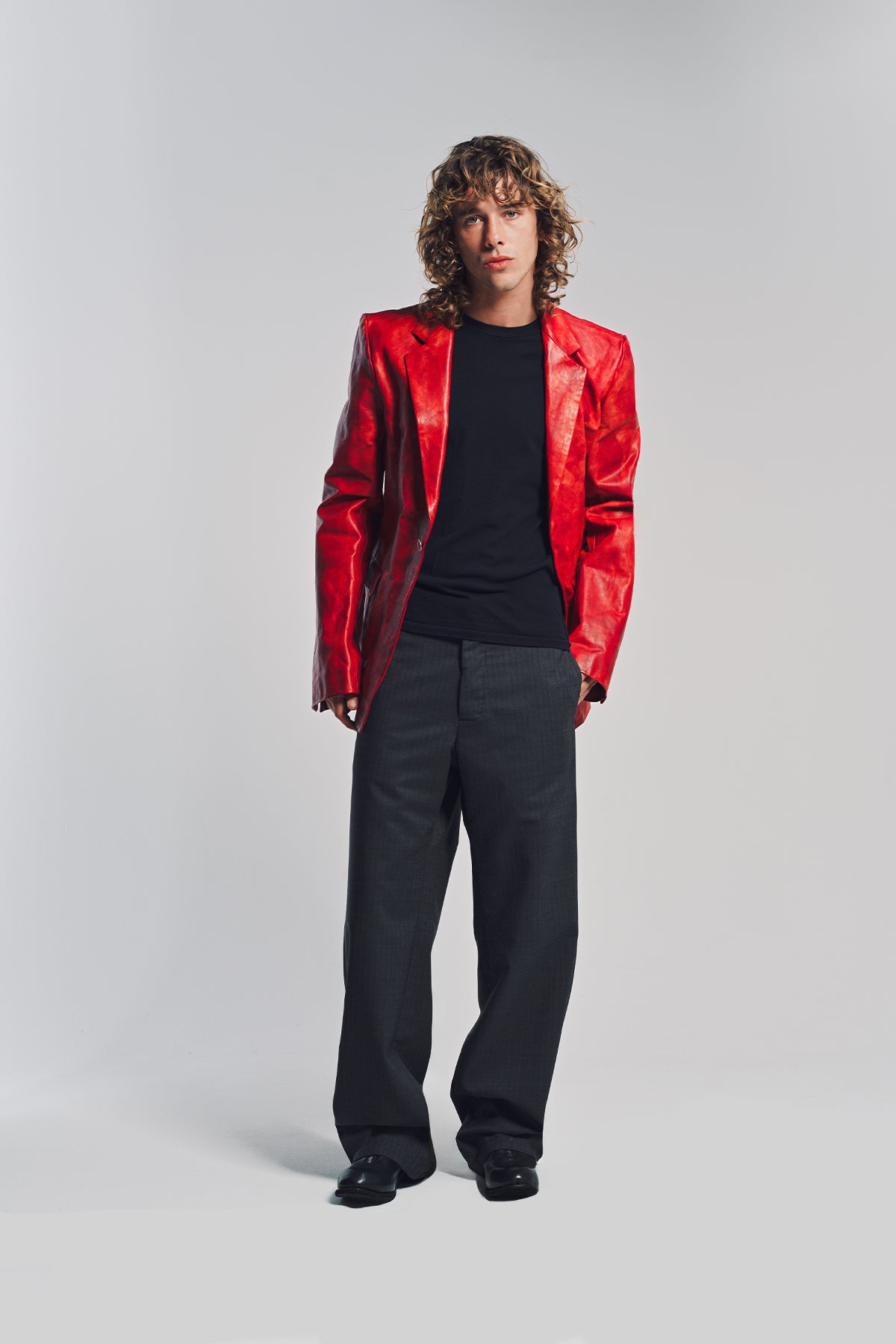 K'ANG | ONE BUTTON LEATHER BLAZER