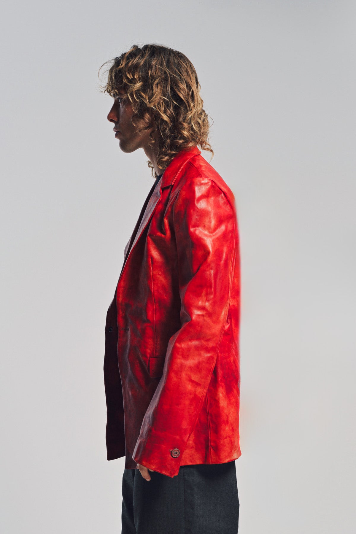 K'ANG | ONE BUTTON LEATHER BLAZER