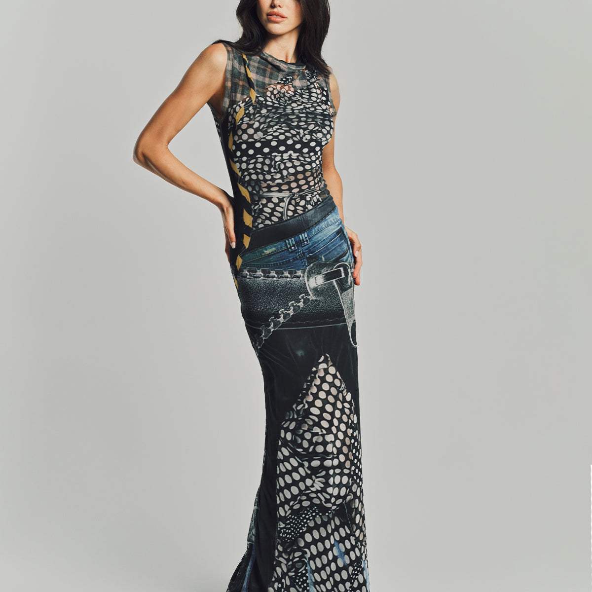 polka dot mesh maxi dress OTTOLINGER