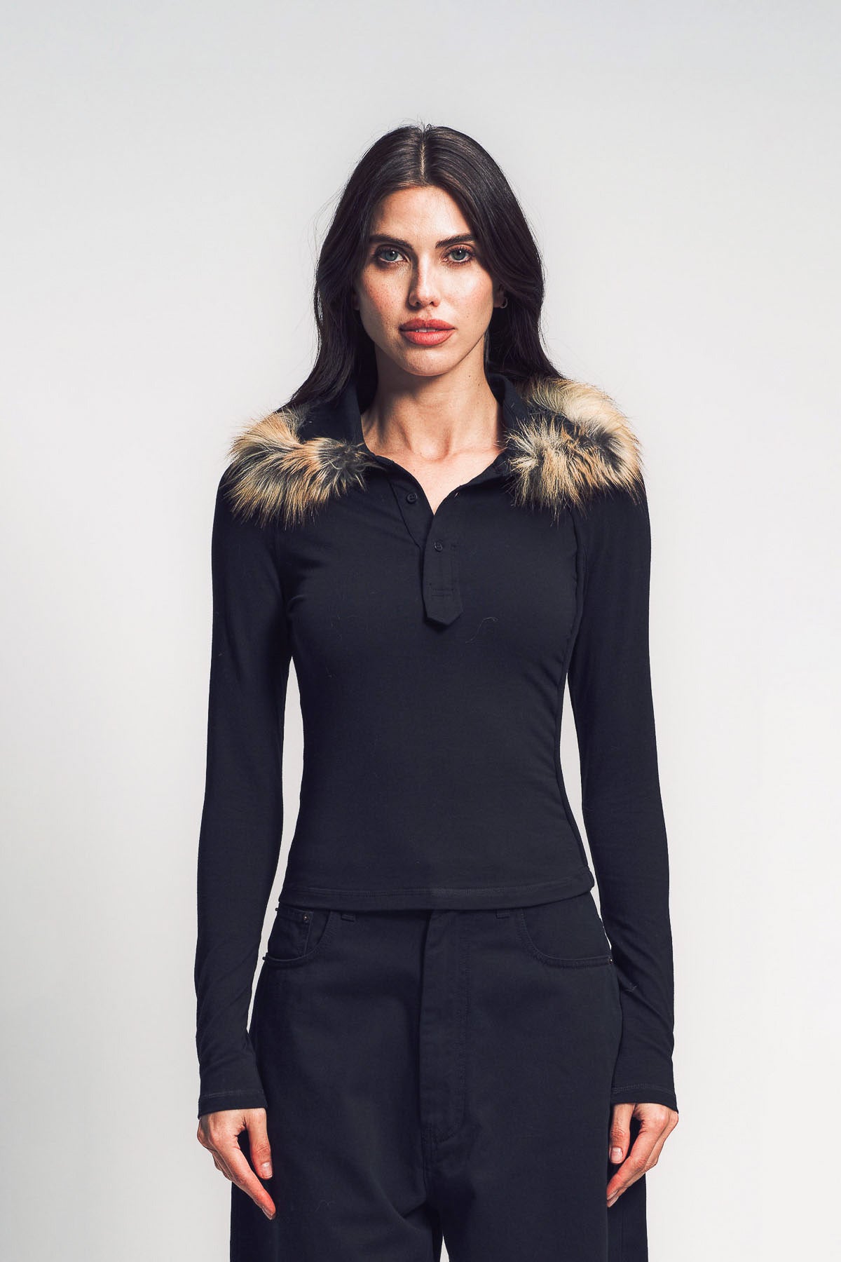 OTTOLINGER | FURRY LONG SLEEVE POLO