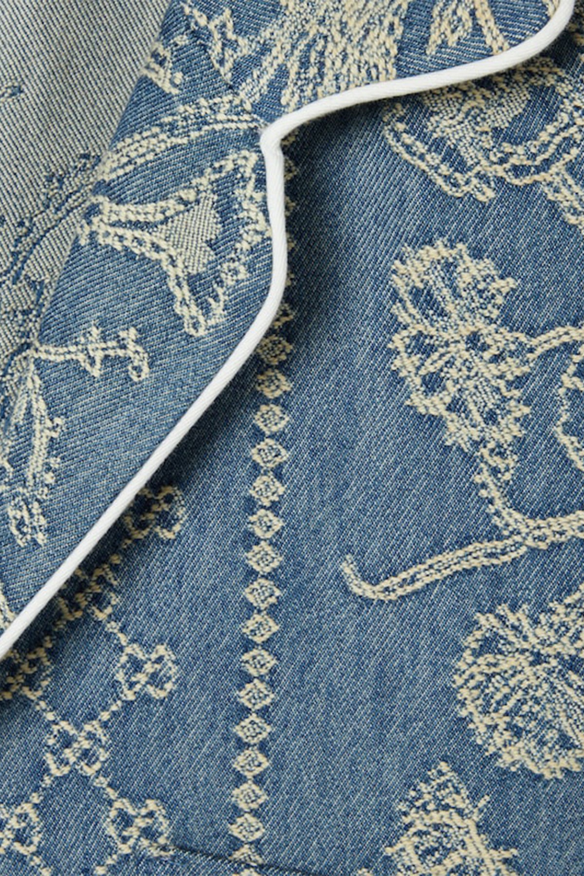 GUCCI GGパターンデニムシャツ【MY愛用】 GG jacquard denim shirt in dark blue and ivory | GUCCI® US