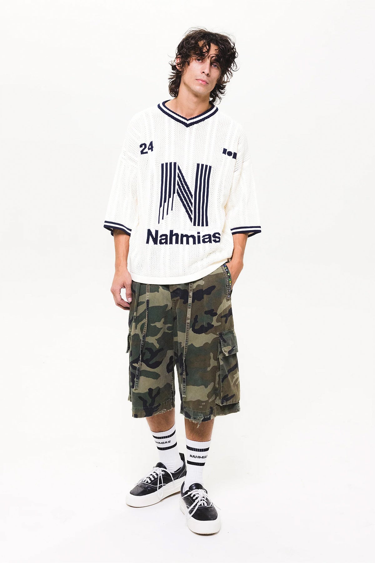 NAHMIAS | CAMO PLEATED CARGO SHORTS