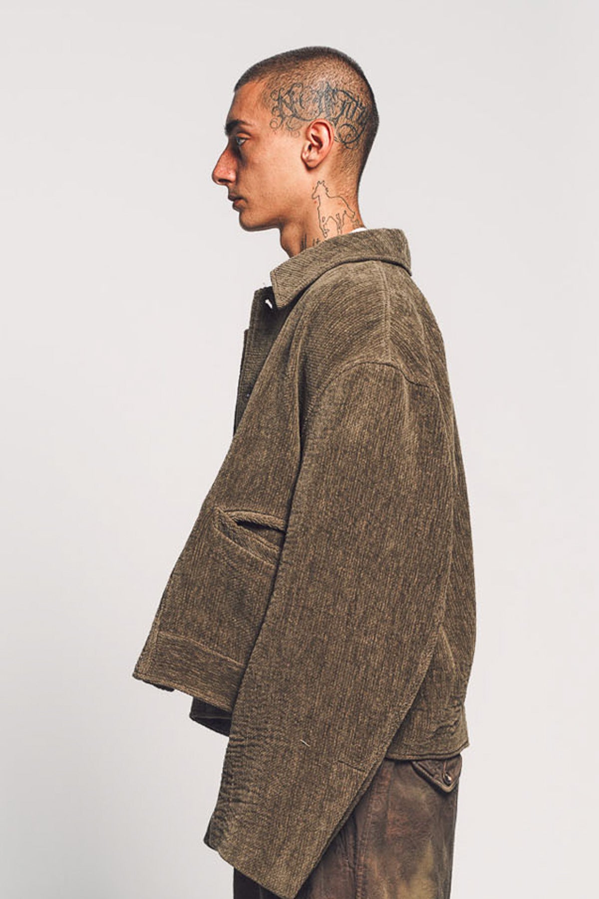 ZIGGY CHEN | CHENILLE CLOTH CROPPED WORKER JACKET
