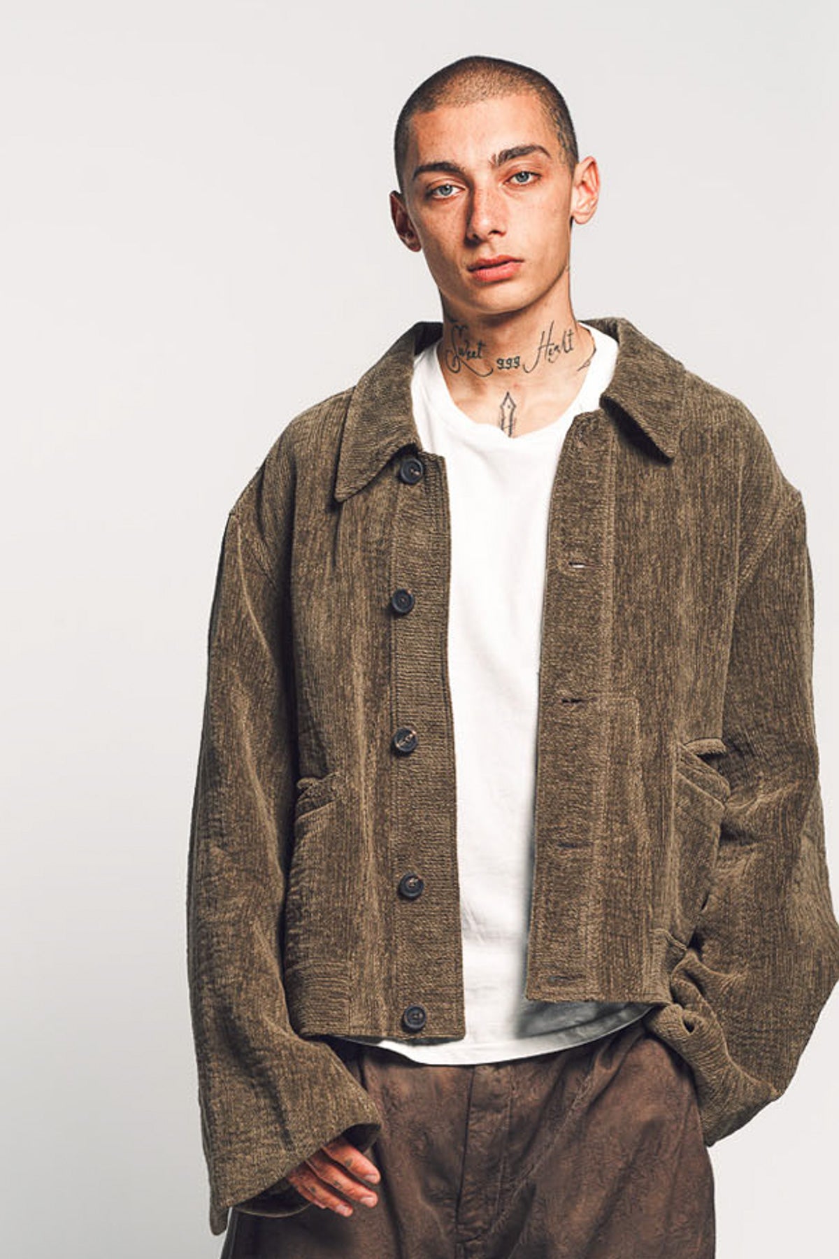 ZIGGY CHEN | CHENILLE CLOTH CROPPED WORKER JACKET