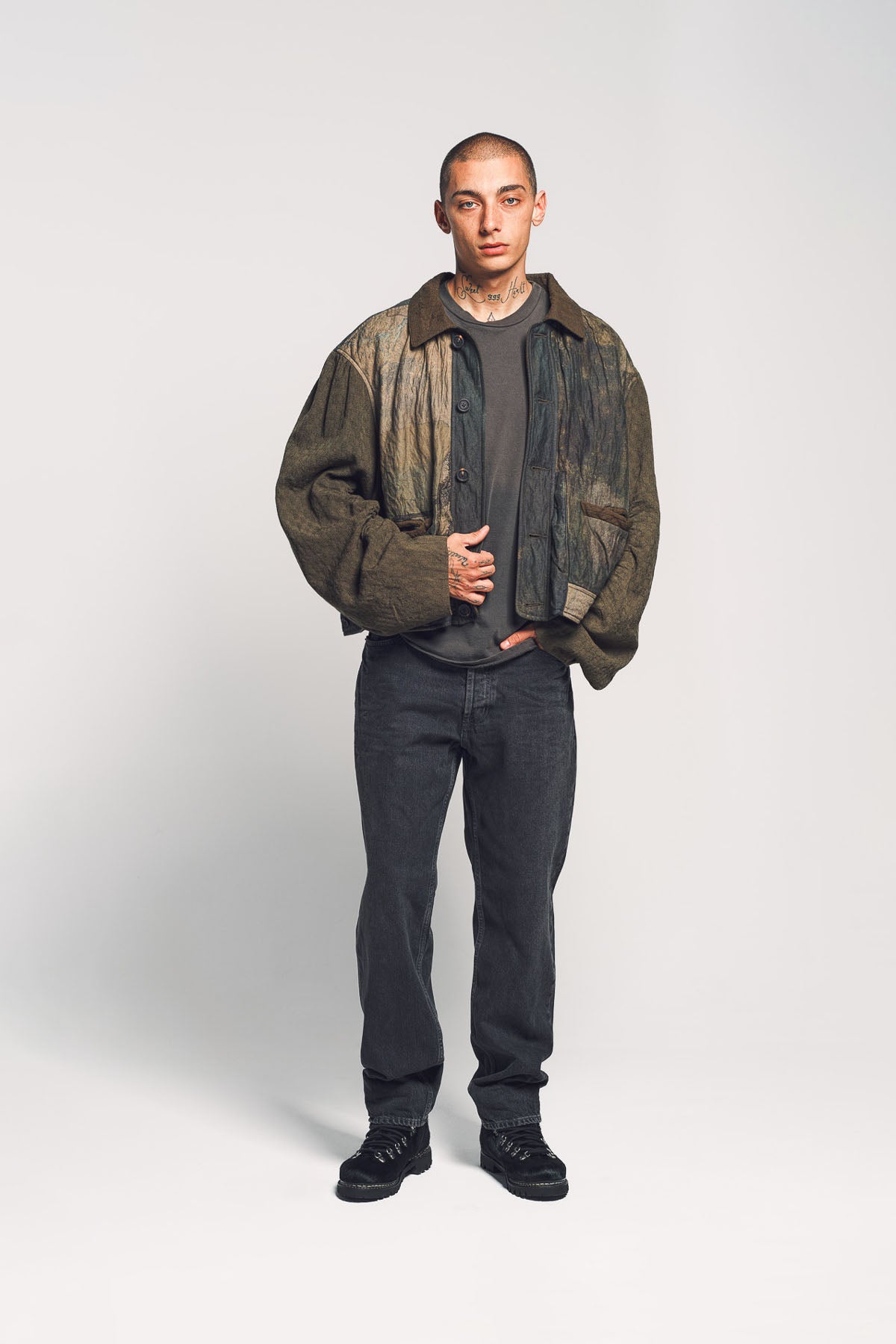 UMA WANG 23AW ヘリンボーンジャケット L ZIGGY CHEN ZIGGY CHEN | HEAVY PATCHWORK JACKET