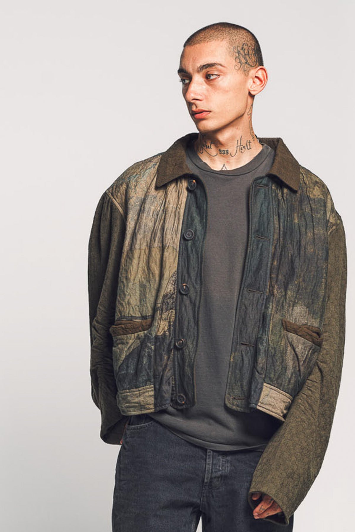 UMA WANG 23AW ヘリンボーンジャケット L ZIGGY CHEN ZIGGY CHEN | HEAVY PATCHWORK JACKET