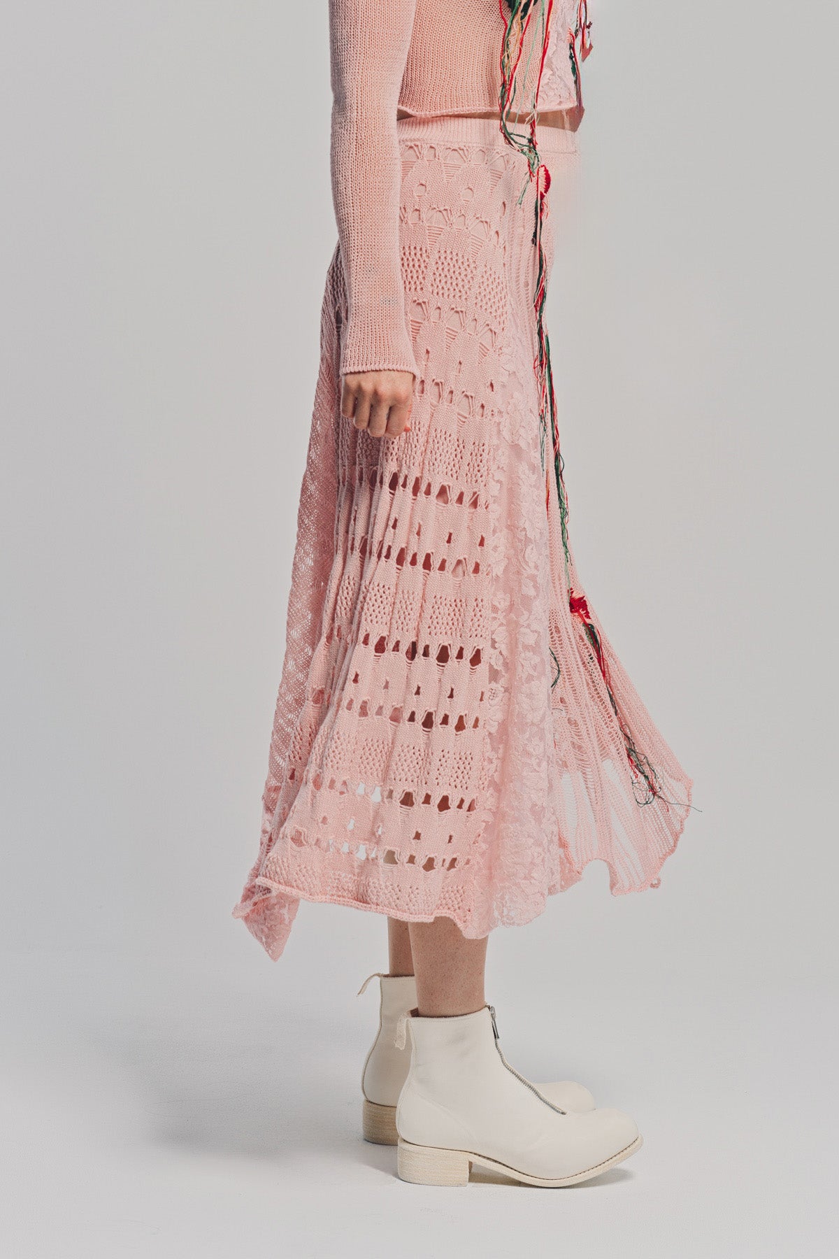 CAROLINE HU | COLLAGING FLORAL KNIT SKIRT