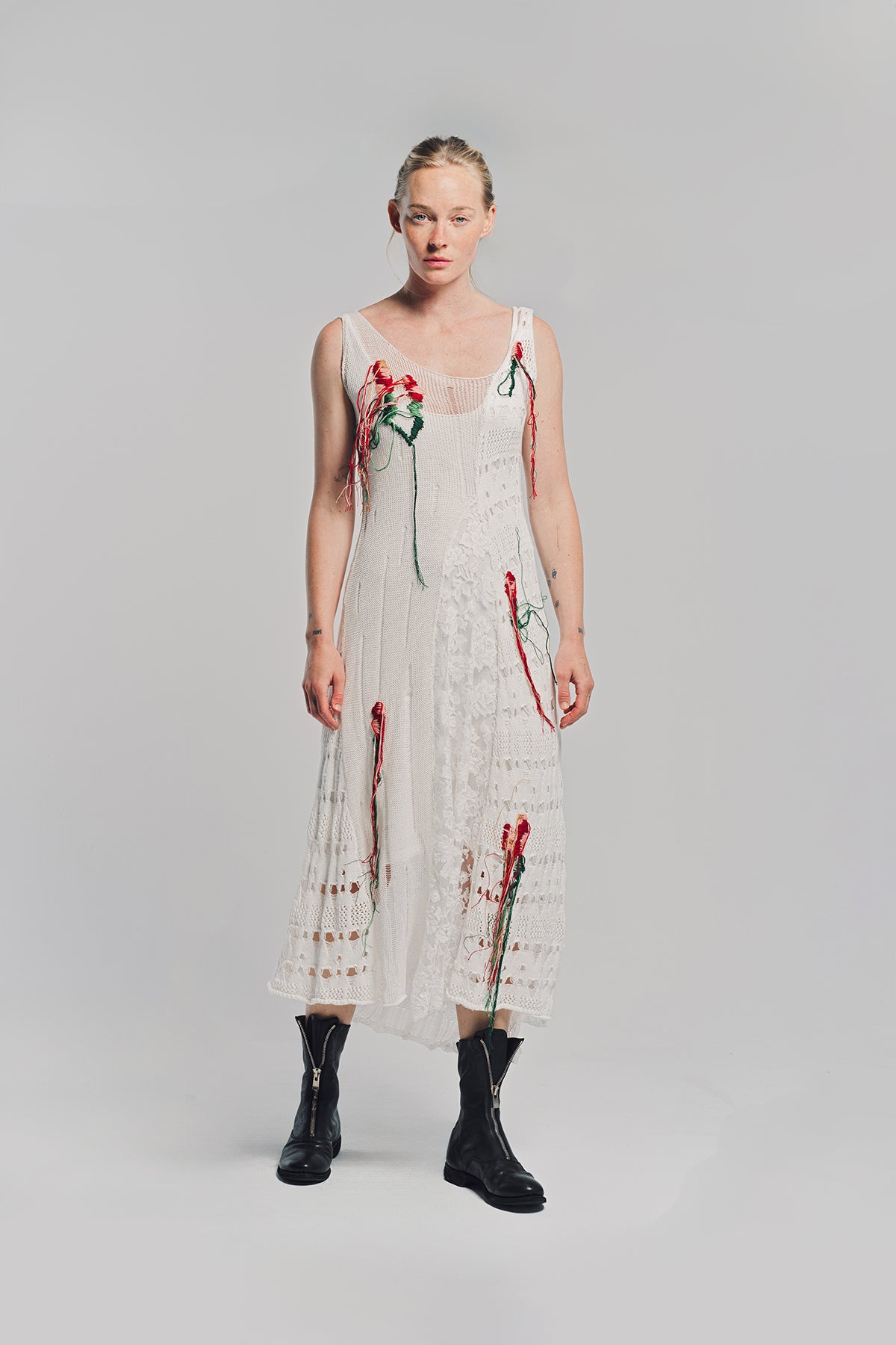 CAROLINE HU | COLLAGING FLORAL KNIT DRESS