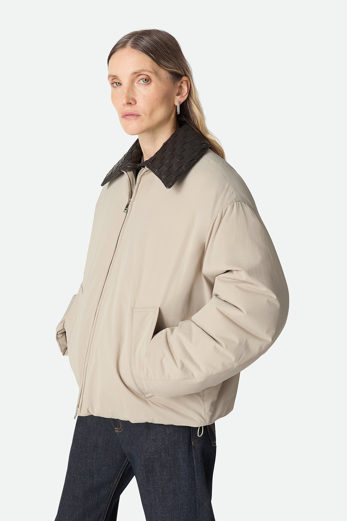 ジャケット・アウター BOTTEGA VENETA, 12FW NOCOLLAR BLOUSON Tech Cotton Blouson in MIDNIGHT BLUE | Bottega Veneta® GR