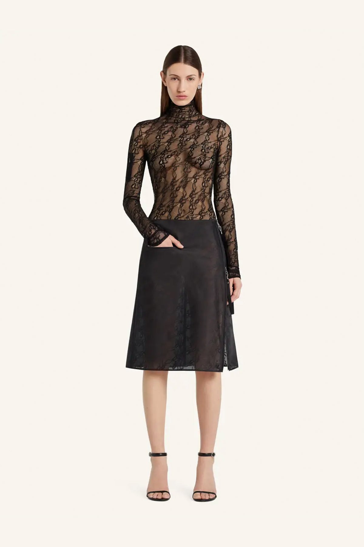 COURRÈGES | LACE MOCKNECK TOP