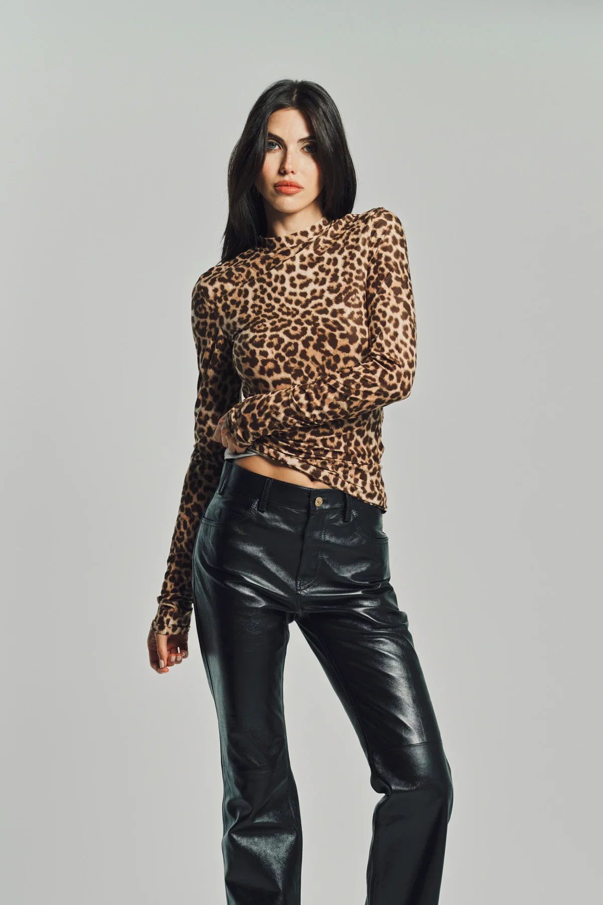 DURAN LANTINK | PRINTED JERSEY LEOPARD TOP