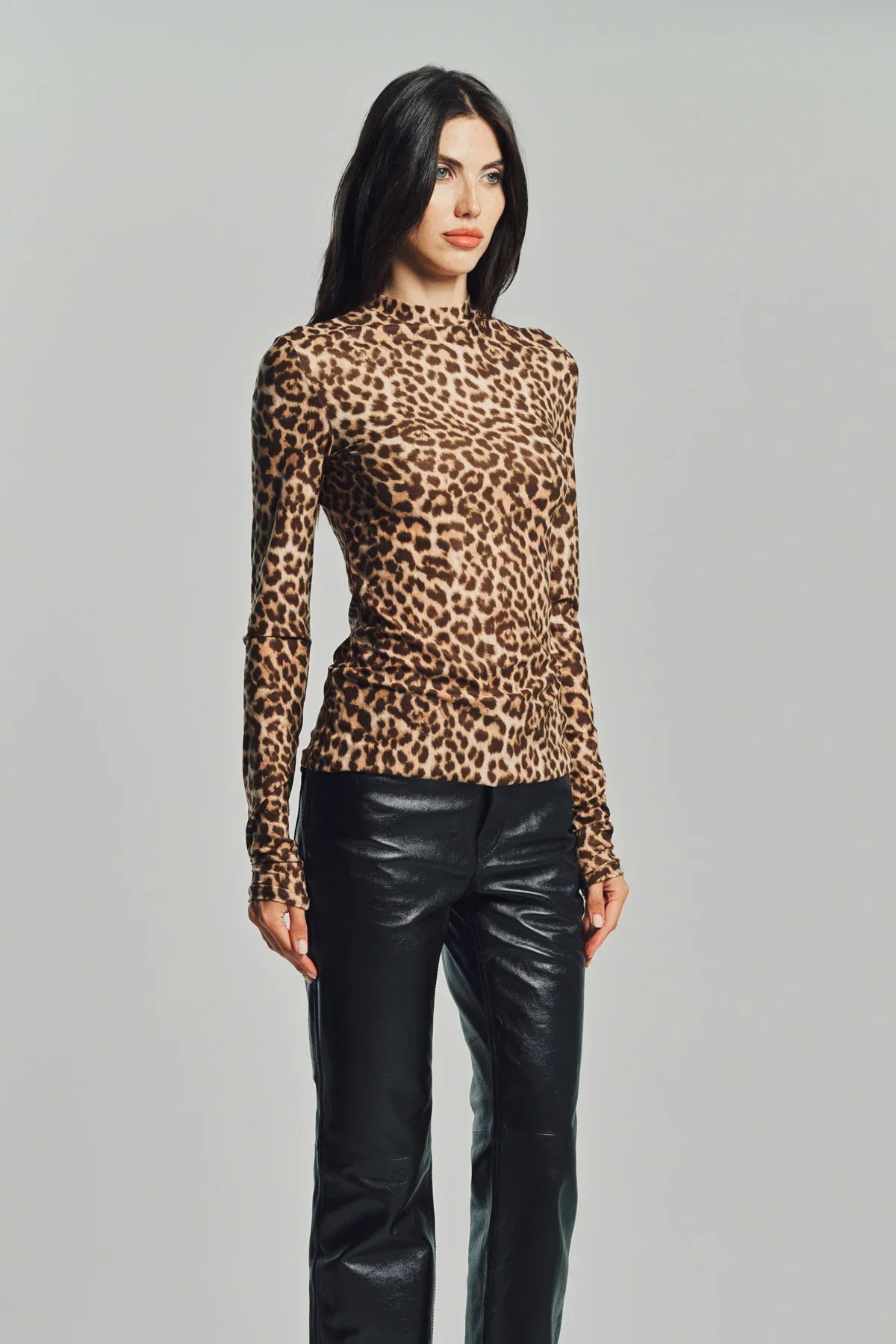 DURAN LANTINK | PRINTED JERSEY LEOPARD TOP