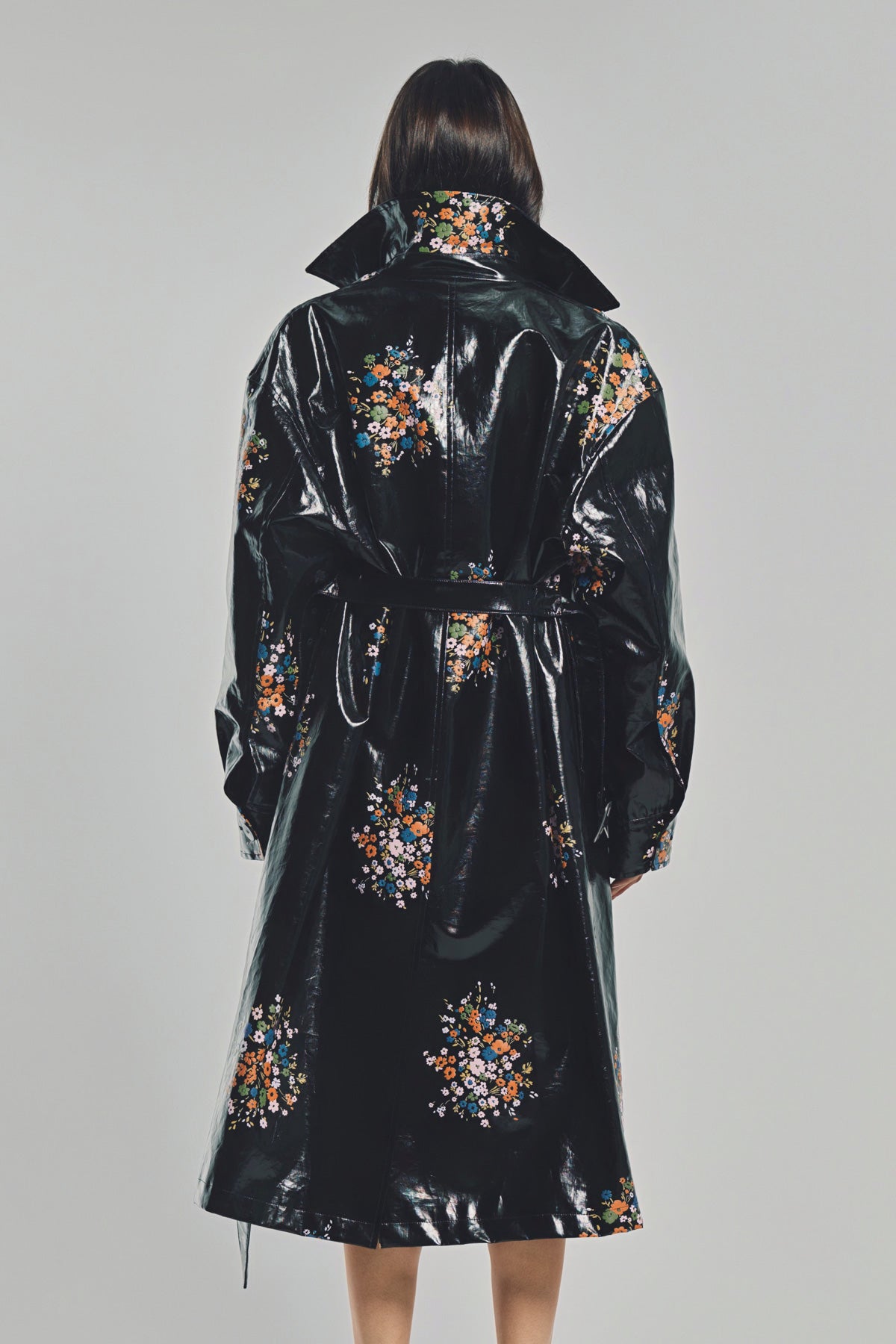 JIL SANDER | PATENT LINEN PRINTED TRENCH COAT