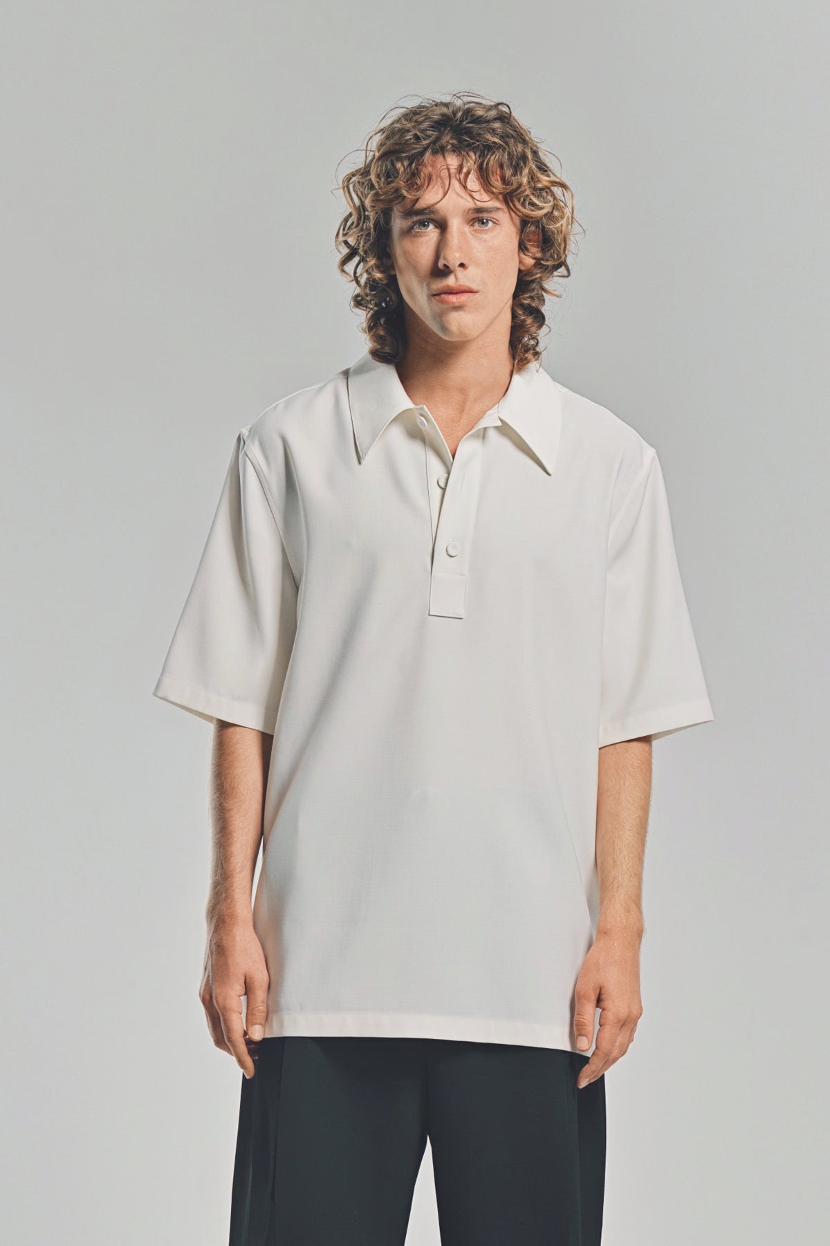 JIL SANDER | WOOL CANVAS POLO SHIRT