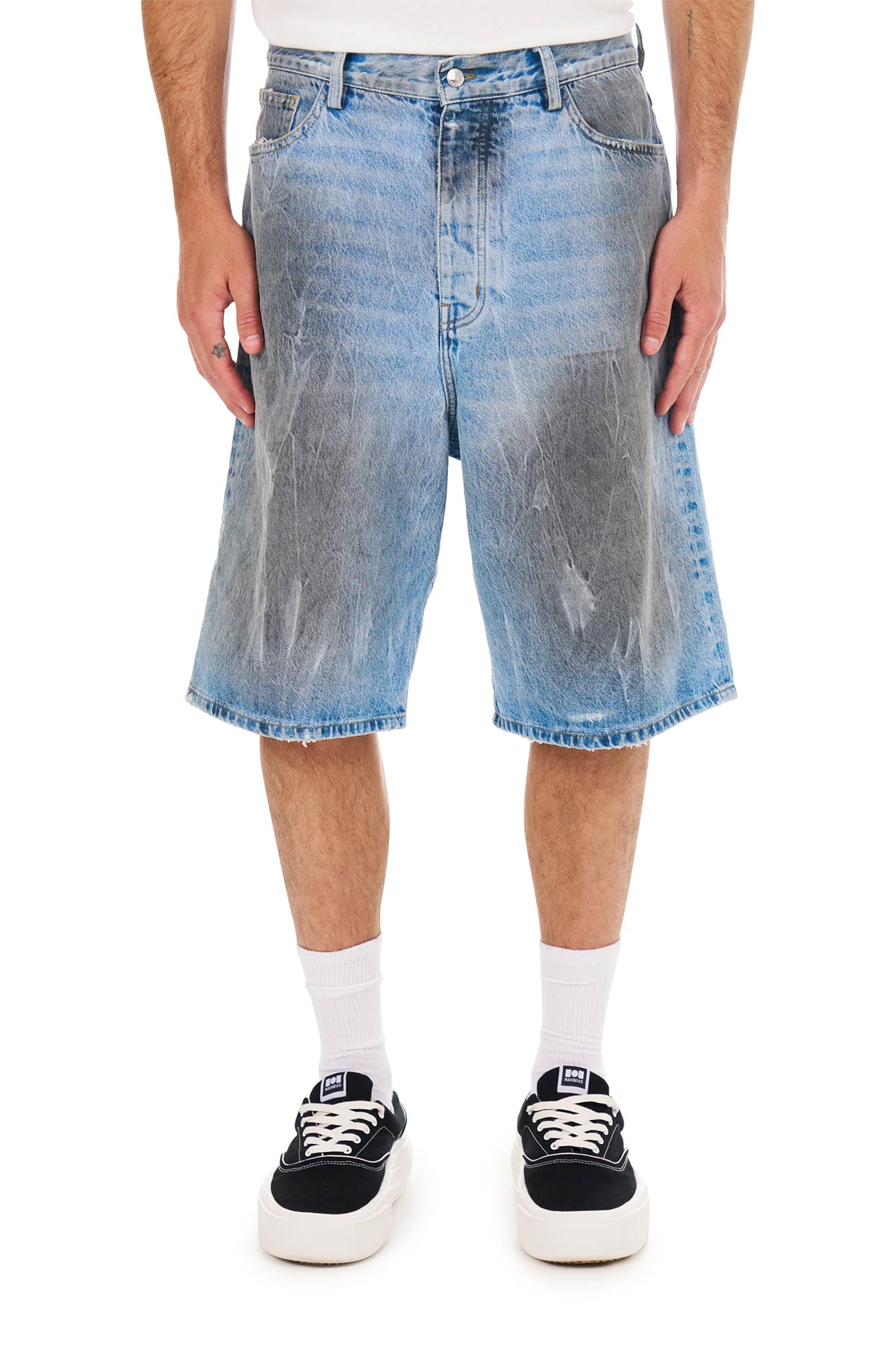NAHMIAS | THRASHED BAGGY 5-POCKET SHORTS