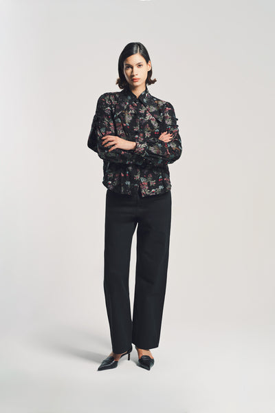 noir kei ninomiya 黒 長袖シャツ M 356870-52051-NOIR-KEI-NINOMIYA