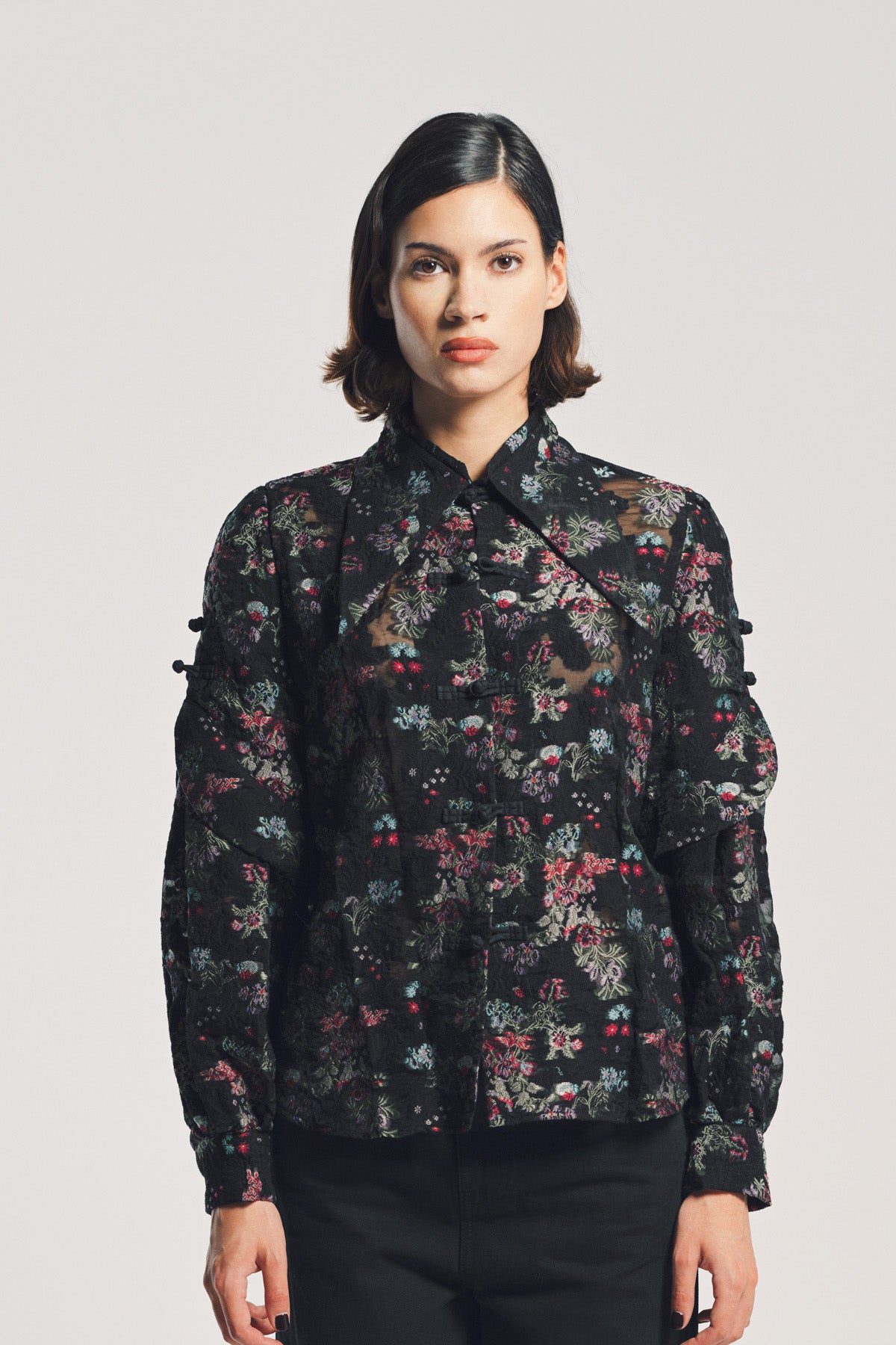 NOIR KEI NINOMIYA | FLORAL JACQUARD LONG SLEEVE SHIRT