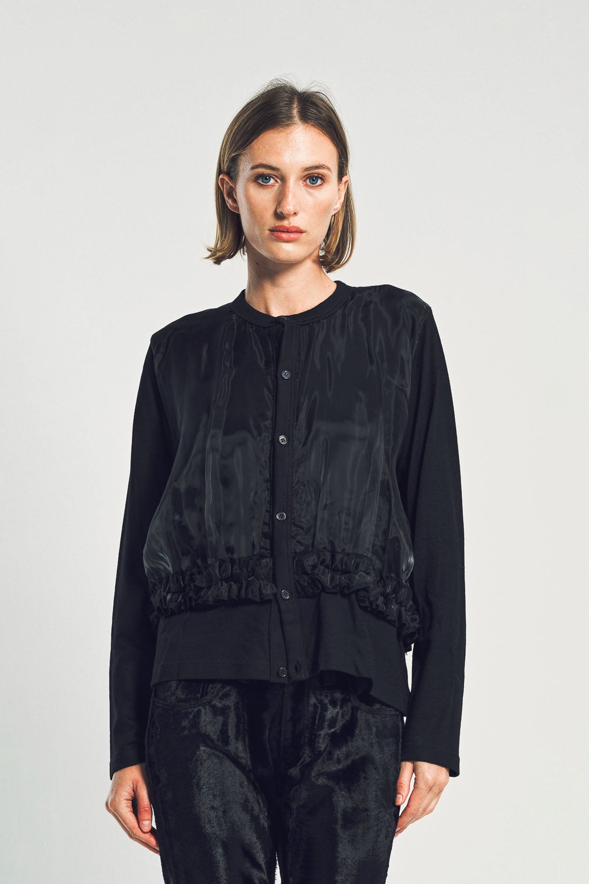 noir kei ninomiya黒長袖トップス NOIR KEI NINOMIYA | FLORAL JACQUARD LONG SLEEVE SHIRT