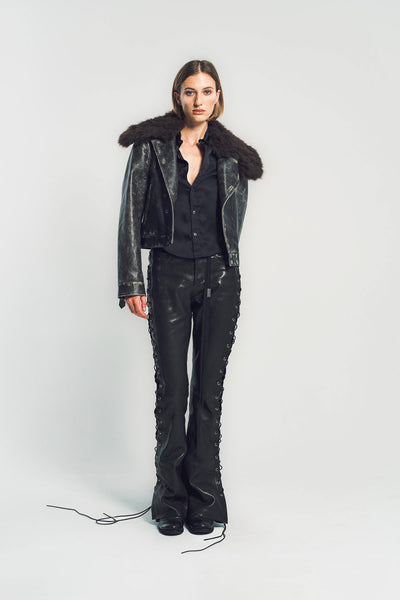 ANN DEMEULEMEESTER | WIEBKE WOOL AND SHEARLING PERFECTO JACKET