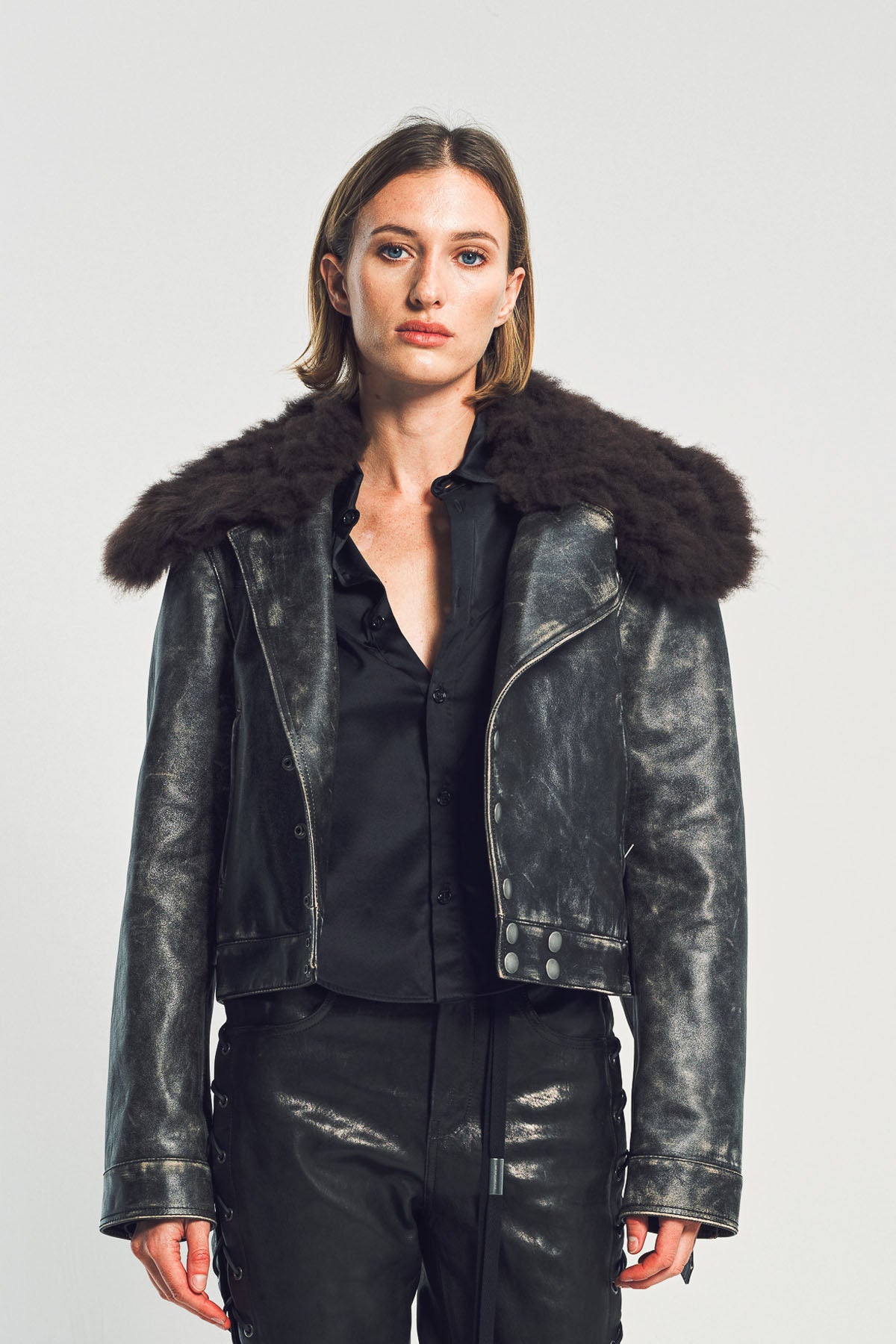 ANN DEMEULEMEESTER | WIEBKE WOOL AND SHEARLING PERFECTO JACKET