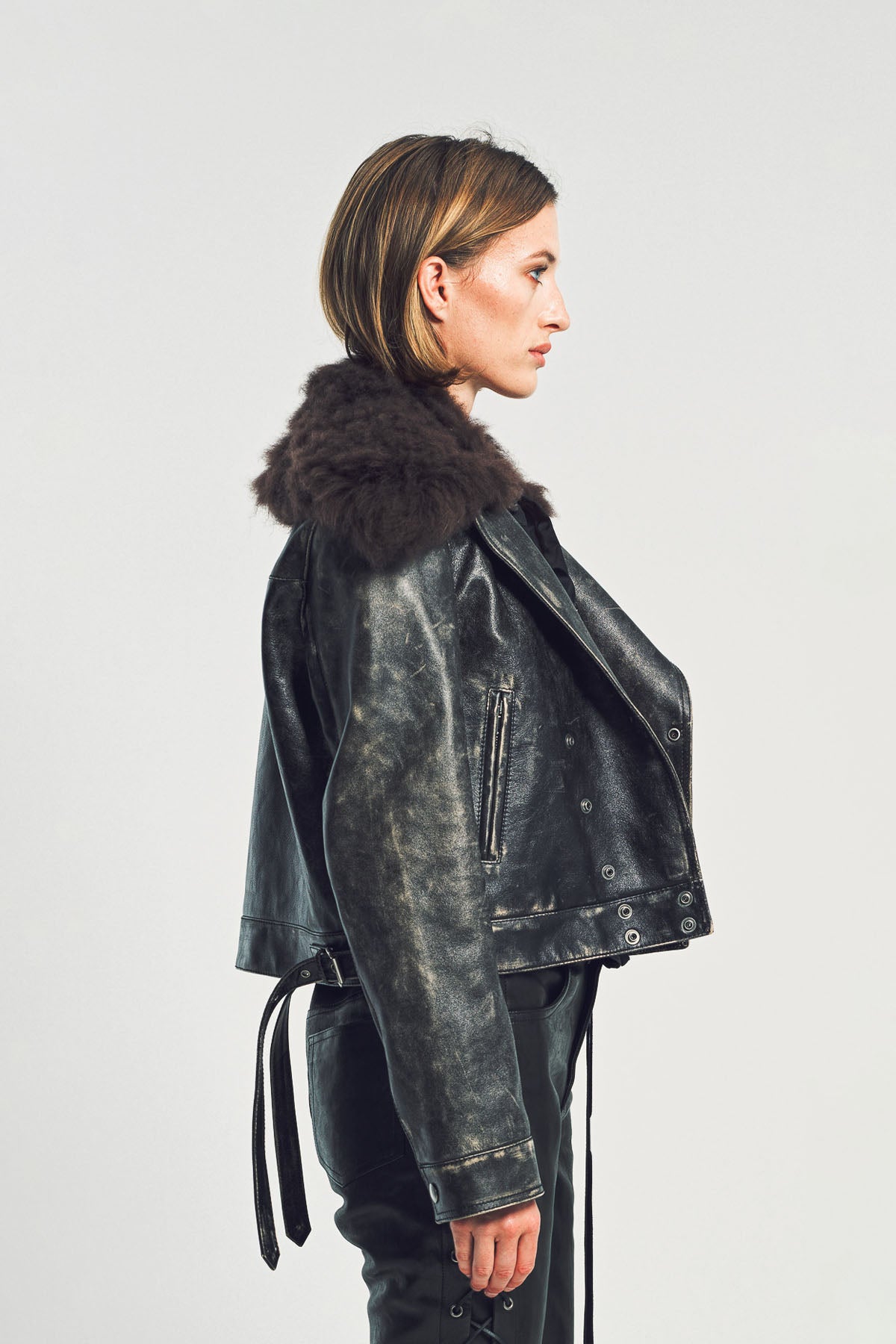 ANN DEMEULEMEESTER | WIEBKE WOOL AND SHEARLING PERFECTO JACKET