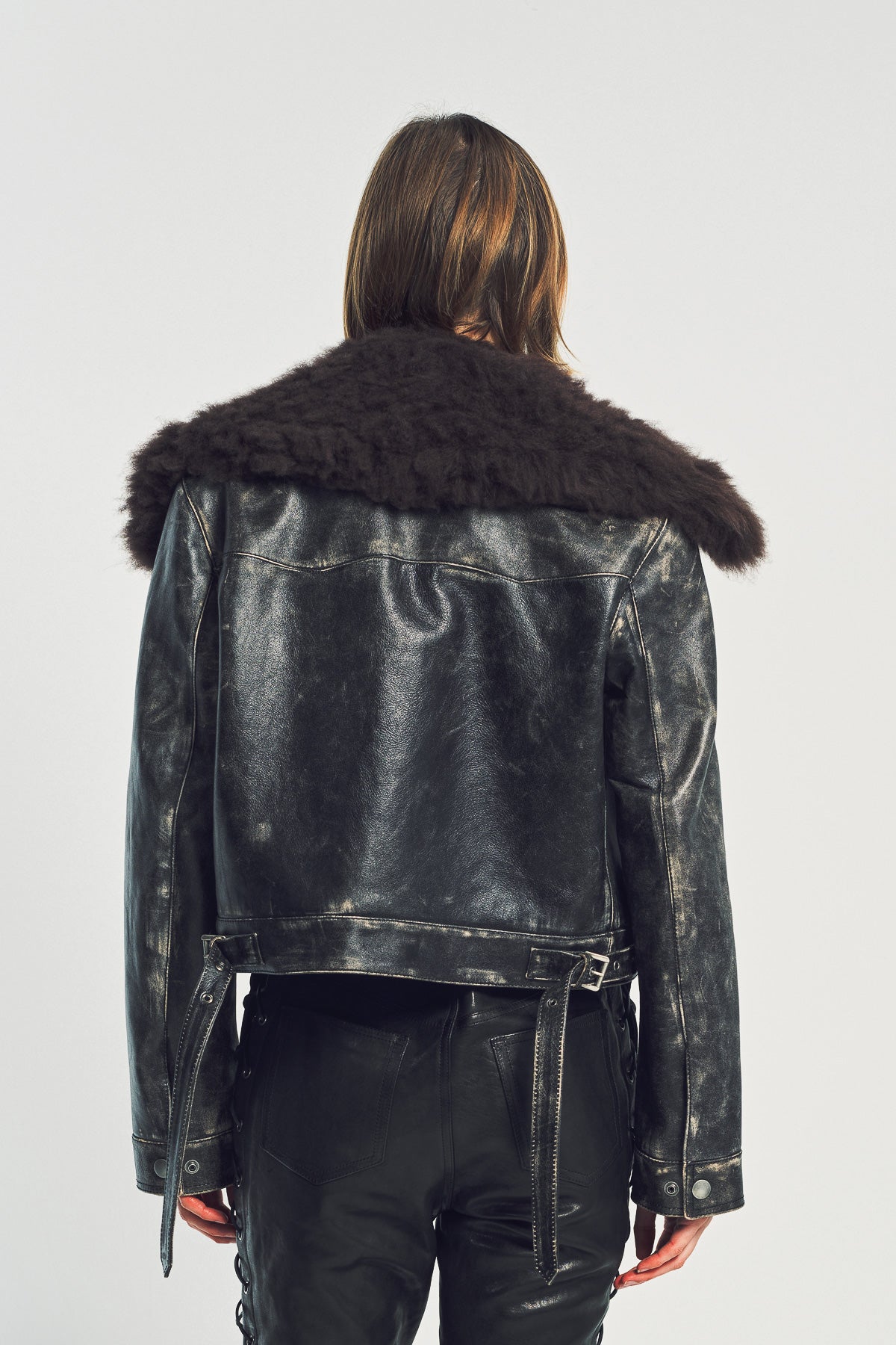 ANN DEMEULEMEESTER | WIEBKE WOOL AND SHEARLING PERFECTO JACKET
