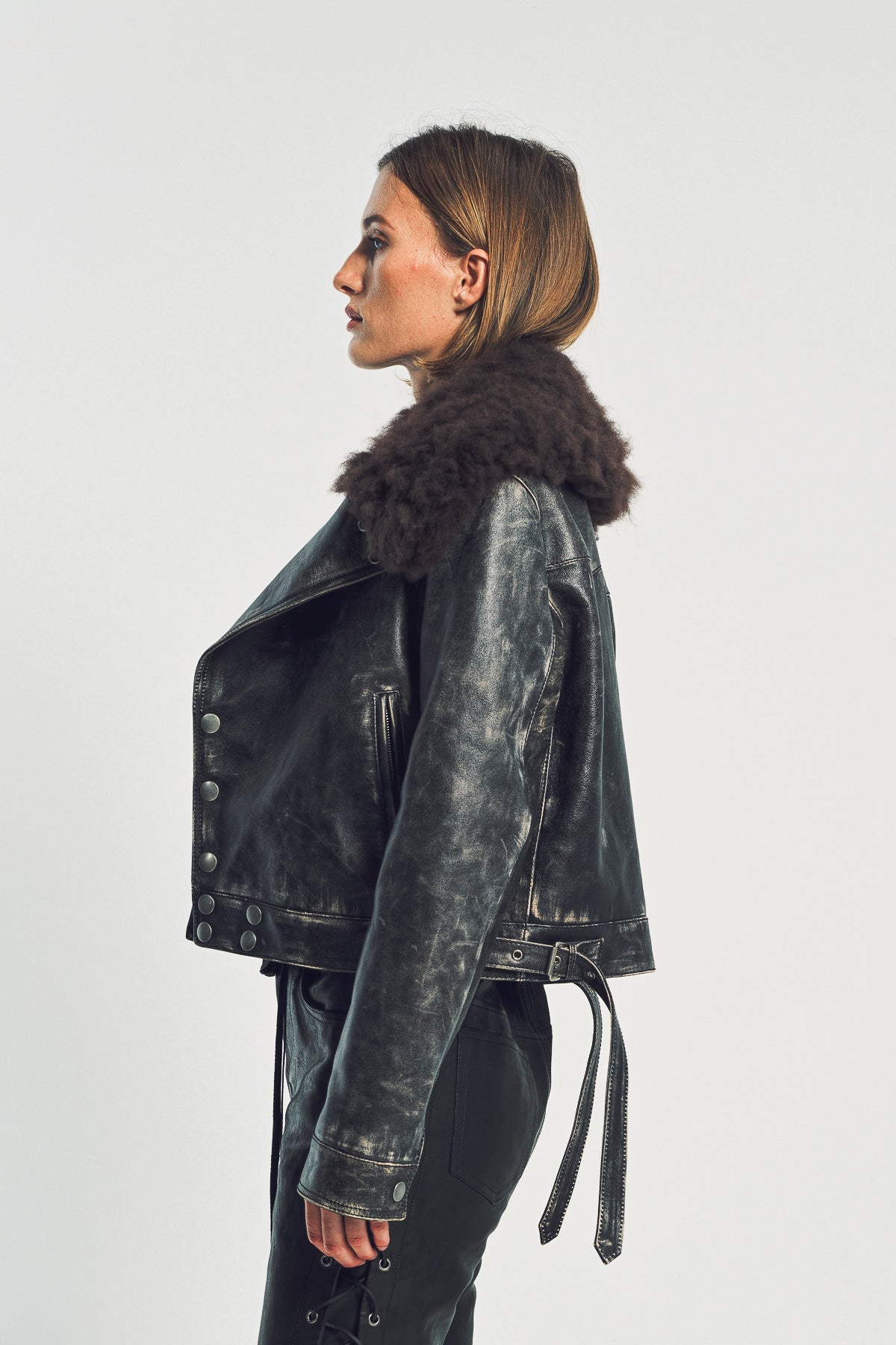 ANN DEMEULEMEESTER | WIEBKE WOOL AND SHEARLING PERFECTO JACKET