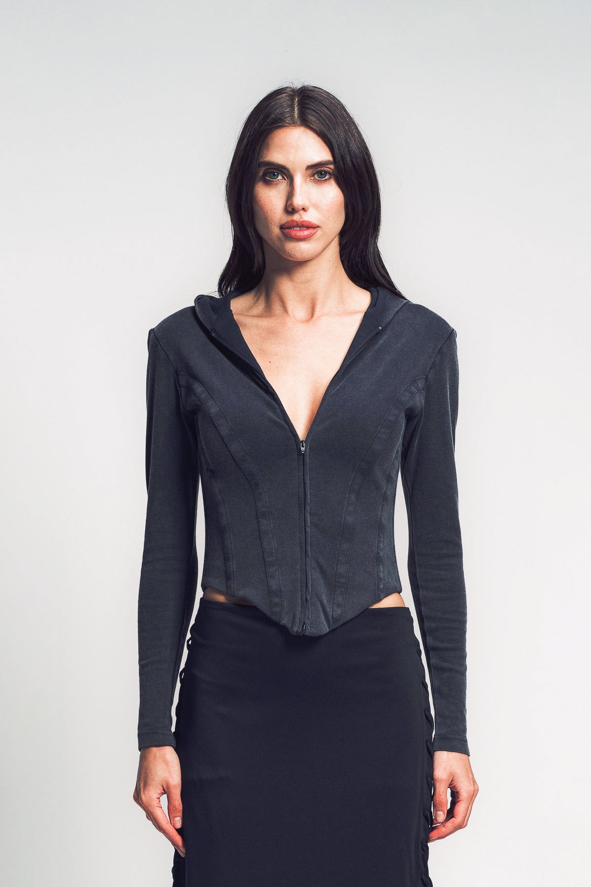 BALENCIAGA | CORSETED ZIP-UP HOODIE