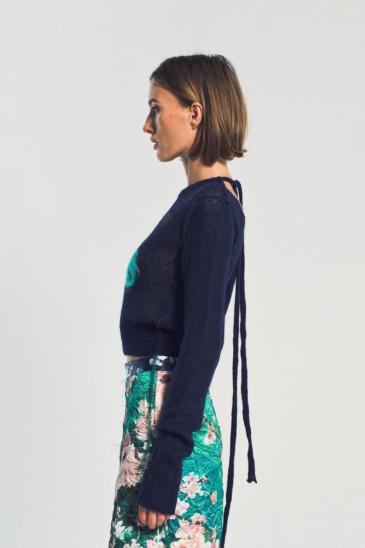 ERDEM | FLORAL DETAIL OPEN STITCH CROPPED JUMPER