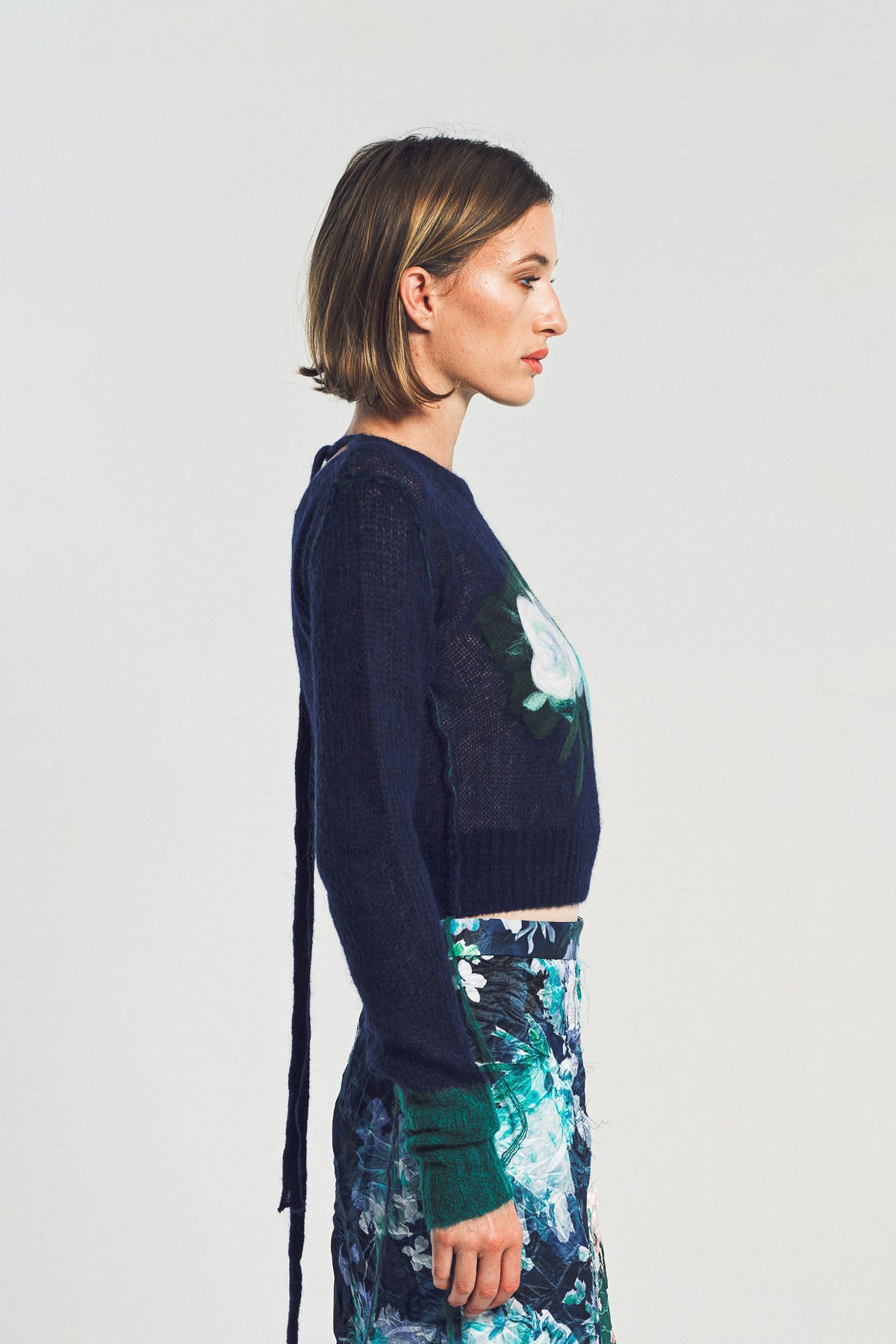 ERDEM | FLORAL DETAIL OPEN STITCH CROPPED JUMPER