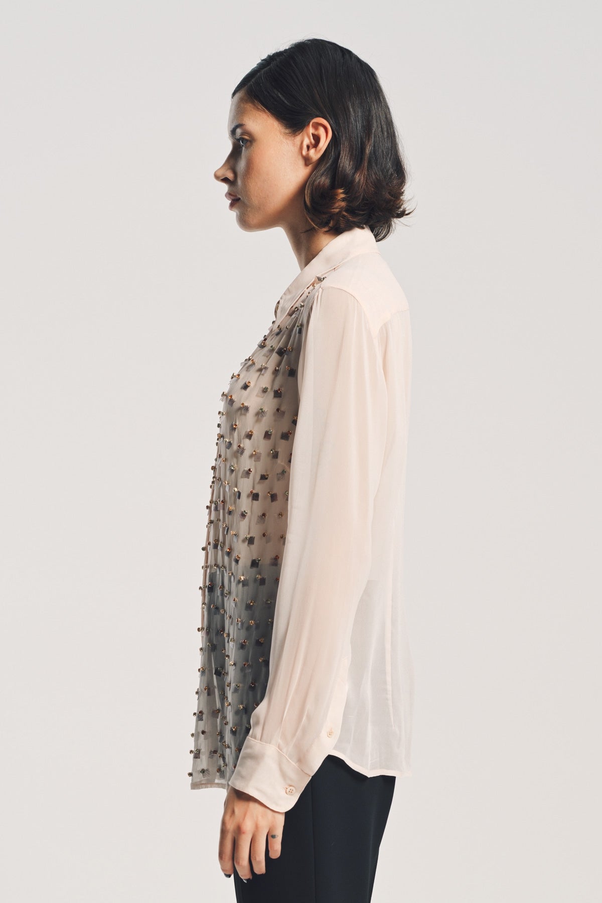 DRIES VAN NOTEN | LONG SLEEVE EMBELLISHED SHIRT