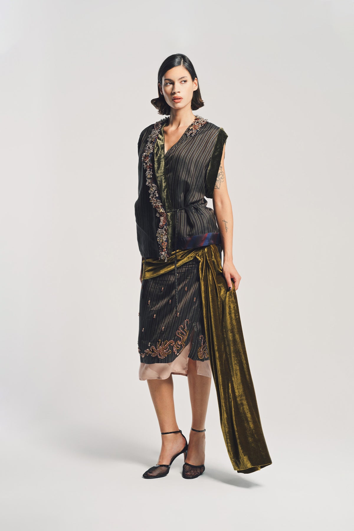 DRIES VAN NOTEN | STRIPE EMBROIDERED TOP