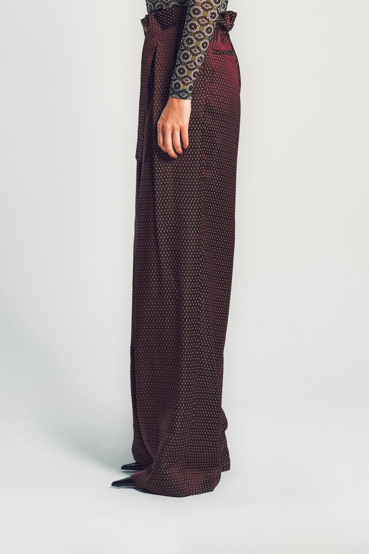 DRIES VAN NOTEN | BELTED JACQUARD TROUSERS