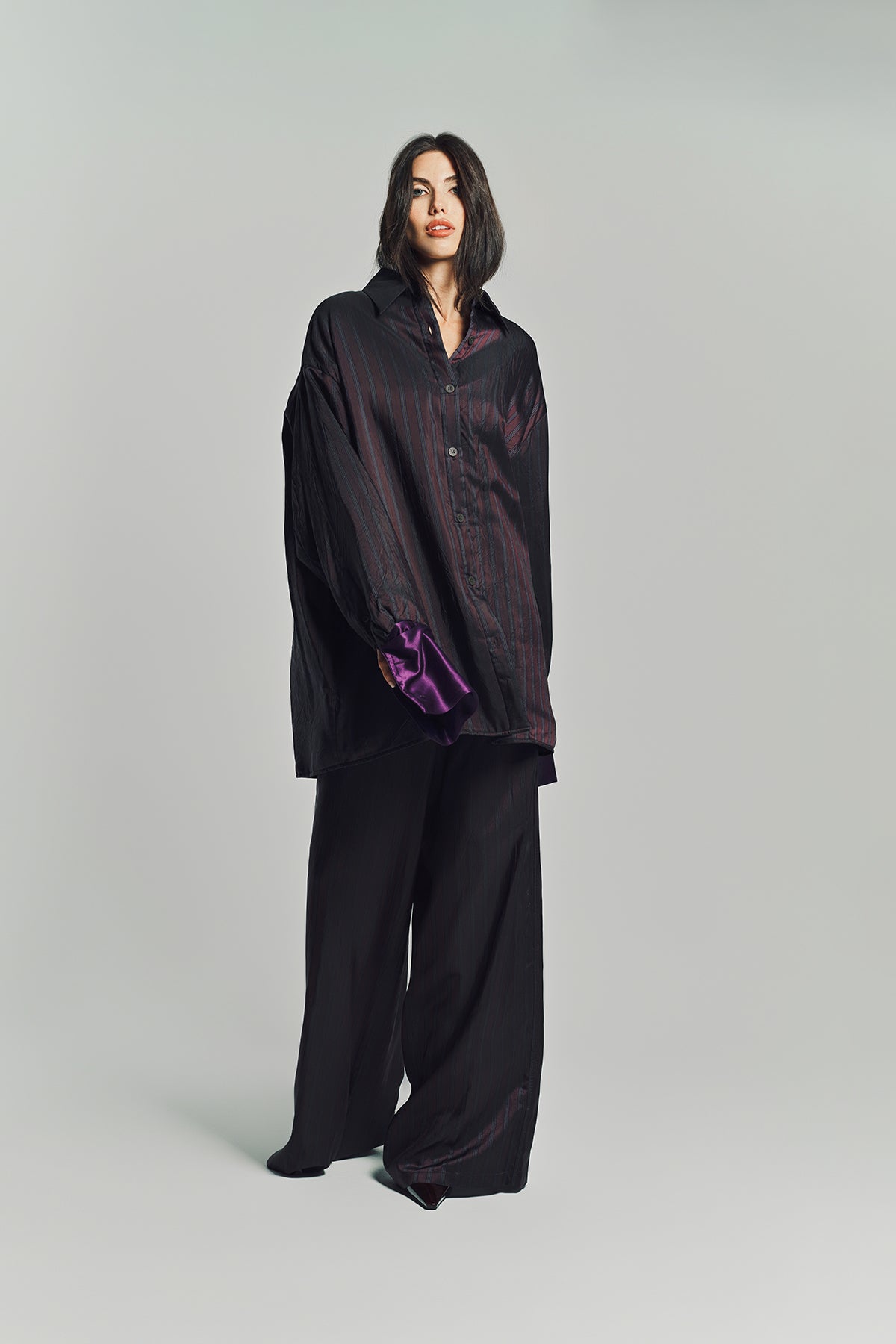 パンツ Dries Van Noten black wide tuck pants DRIES VAN NOTEN | WIDE LEG STRIPE PANTS