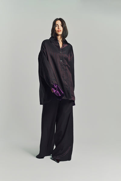 DRIES VAN NOTEN | WIDE LEG STRIPE PANTS