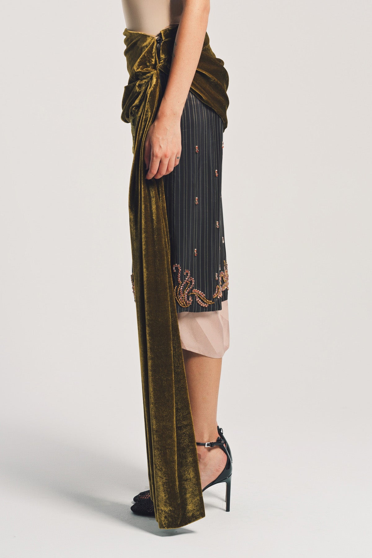 DRIES VAN NOTEN | STRIPE EMBELLISHED SKIRT